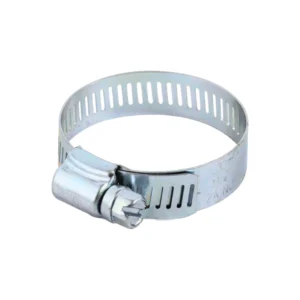 Abrazadera sin fin 1″ zincada de banda continua y tornillo de apriete, ideal para tuberías y mangueras pequeñas. Ajuste preciso y económico.