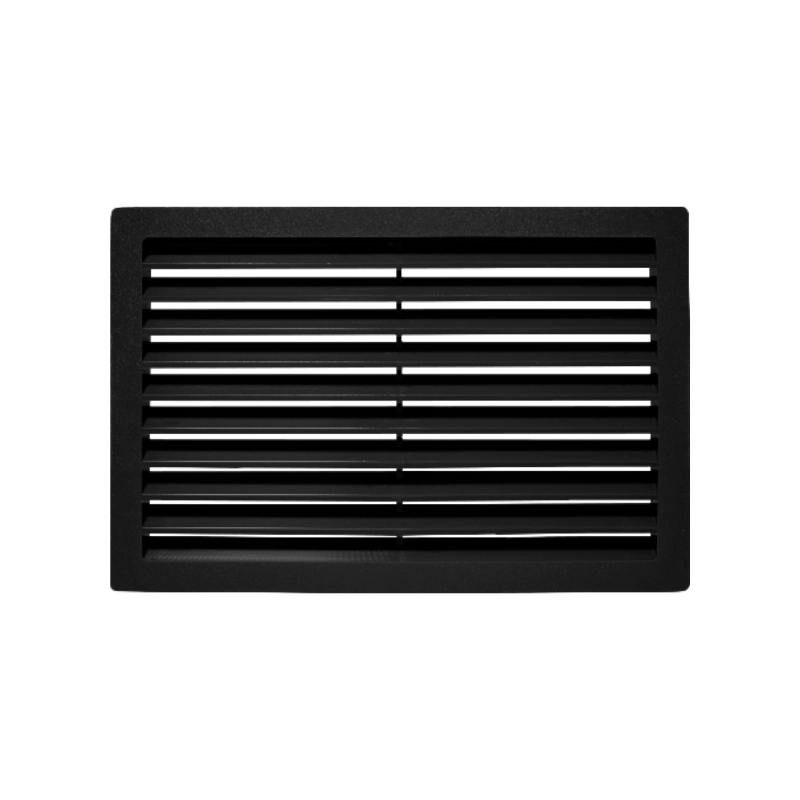 Rejilla de ventilación 200 × 300 mm en polipropileno, área de ventilación 224 cm², espesor 1.8 mm, disponible en blanco, gris, negro y almendra.