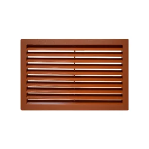 Rejilla de ventilación 200 × 300 mm en polipropileno, área de ventilación 224 cm², espesor 1.8 mm, disponible en blanco, gris, negro y almendra.