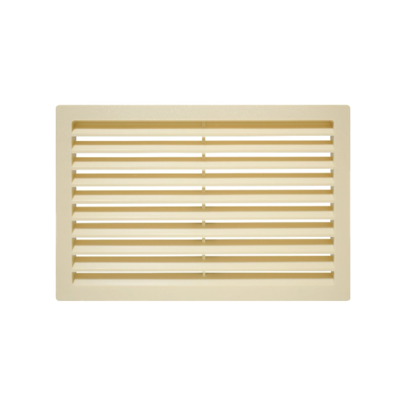 Rejilla de ventilación 200 × 300 mm en polipropileno, área de ventilación 224 cm², espesor 1.8 mm, disponible en blanco, gris, negro y almendra.