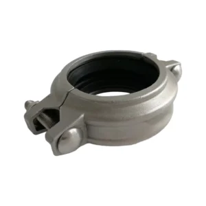 Acoplamiento rígido de acero inoxidable RC1SS para tuberías Sch5s a Sch40s, con juntas intercambiables y materiales certificados ASTM e ISO.